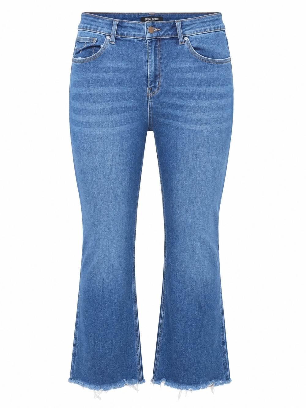 JUDY BLUE | High Rise Cropped Straight Leg Raw Hem Stretch Jeans | 24W